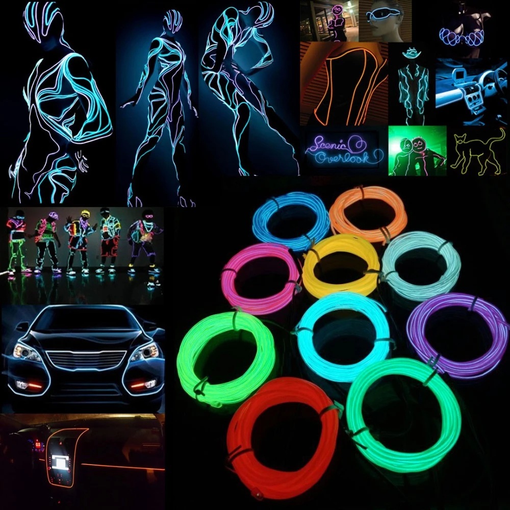 10m/5m/3m/1m 3V batería 5V USB - Led El Wire reseña y precio